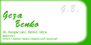 geza benko business card