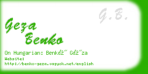 geza benko business card